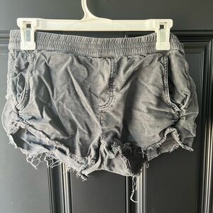 Aerie High Waist Gray Frayed Shorts